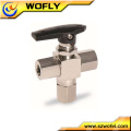 helium gas 3-way ss316 threaded ball valve